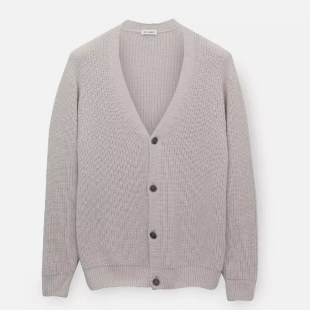 Men's Son of a Tailor Cardigan Pearl Grey 100% Merino Wool 3xl Fall/Winter